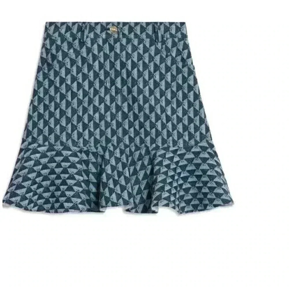 NWT Sandro Women's Blue Navy Logo Ruffle Paulina Mini Skirt Size Small 2 4 - Picture 6 of 16